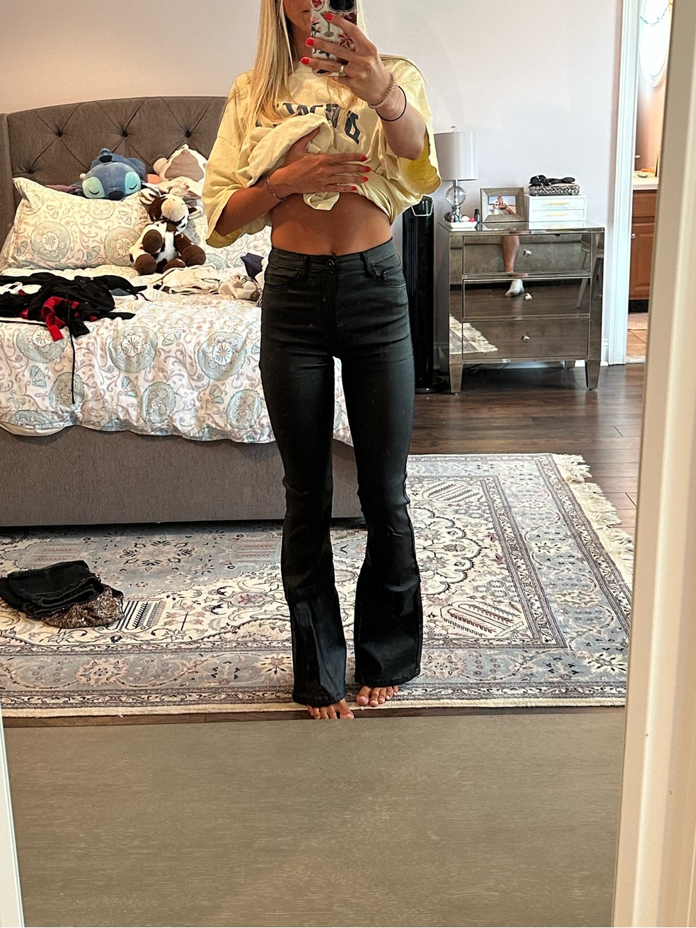 High-Waisted Black Flare Jeans